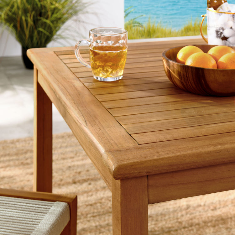 Vienna 3-Piece Outdoor Patio Teak and Rope Dining Set with Armless Chiars - Natural Natural