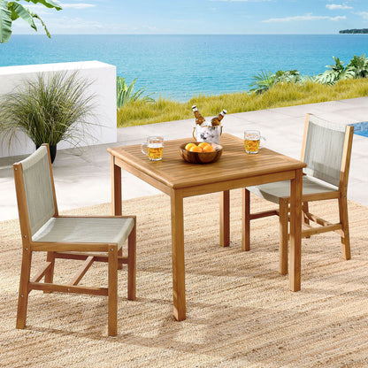 Vienna 3-Piece Outdoor Patio Teak and Rope Dining Set with Armless Chiars - Natural Natural