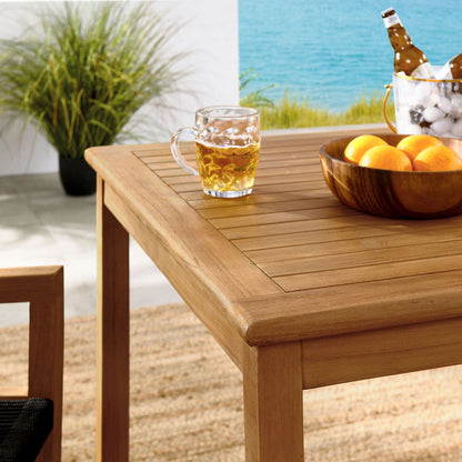 Vienna 3-Piece Outdoor Patio Teak and Rope Dining Set with Armchairs - Natural Black