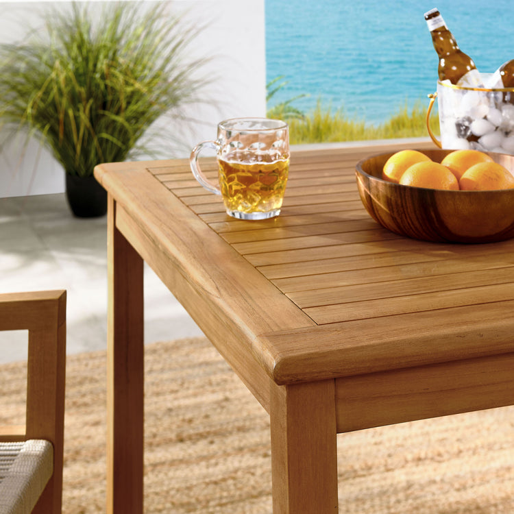 Vienna 3-Piece Outdoor Patio Teak and Rope Dining Set with Armchairs - Natural Natural