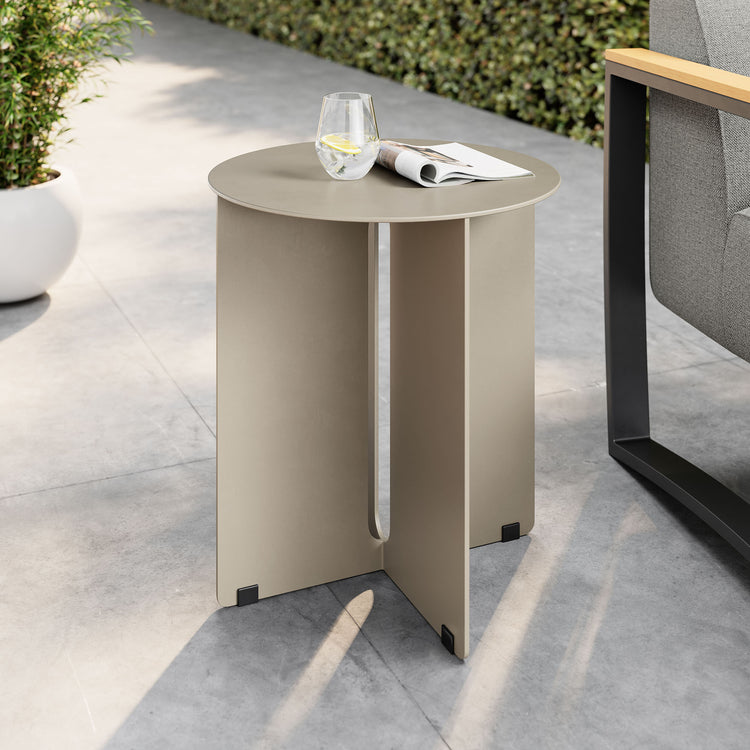 Tecton Outdoor Patio Aluminum Side Table - Khaki