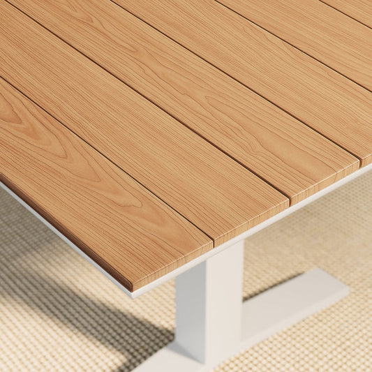 Gavelston 91" Outdoor Patio Aluminum Dining Table - Natural White