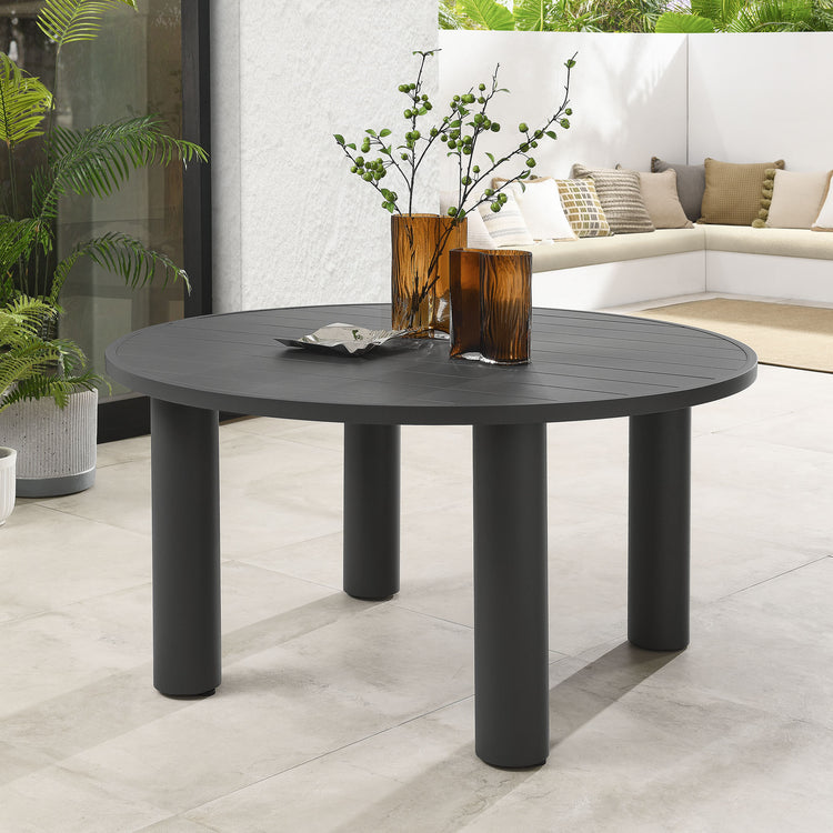 Nautica Outdoor Patio 60" Round Aluminum Dining Table - Graphite