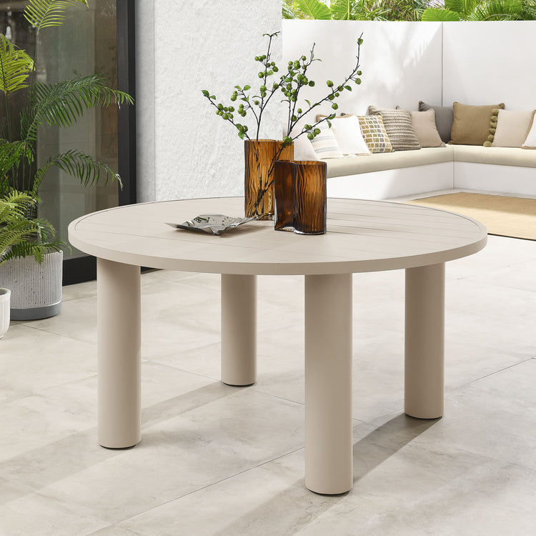 Nautica Outdoor Patio 60" Round Aluminum Dining Table - Taupe