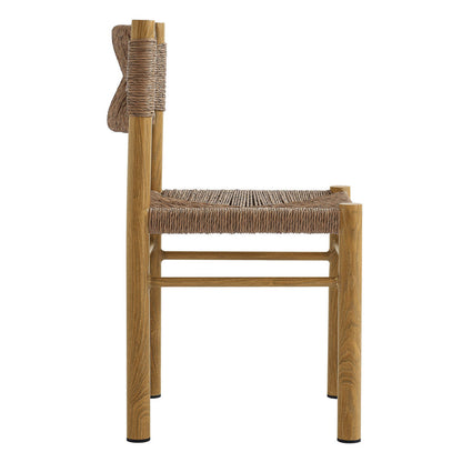 Parkland 7-Piece Rectangular Outdoor Patio Rattan and Aluminum Dining Table and Chairs Set - Natural