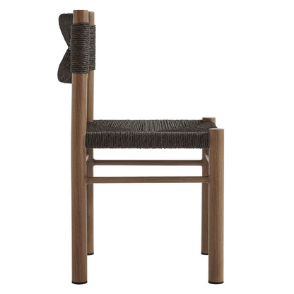 Parkland 7-Piece Rectangular Outdoor Patio Rattan and Aluminum Dining Table and Chairs Set - Walnut