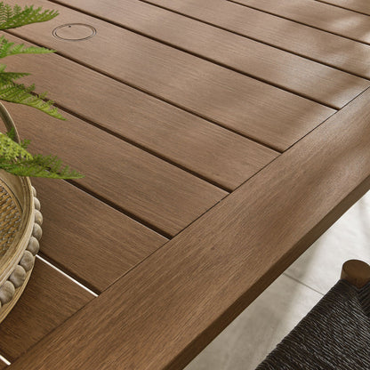 Parkland 76" Outdoor Patio Aluminum Dining Table - Walnut