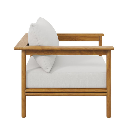 Wren Outdoor Patio Teak Wood Armchair - Natural Sail