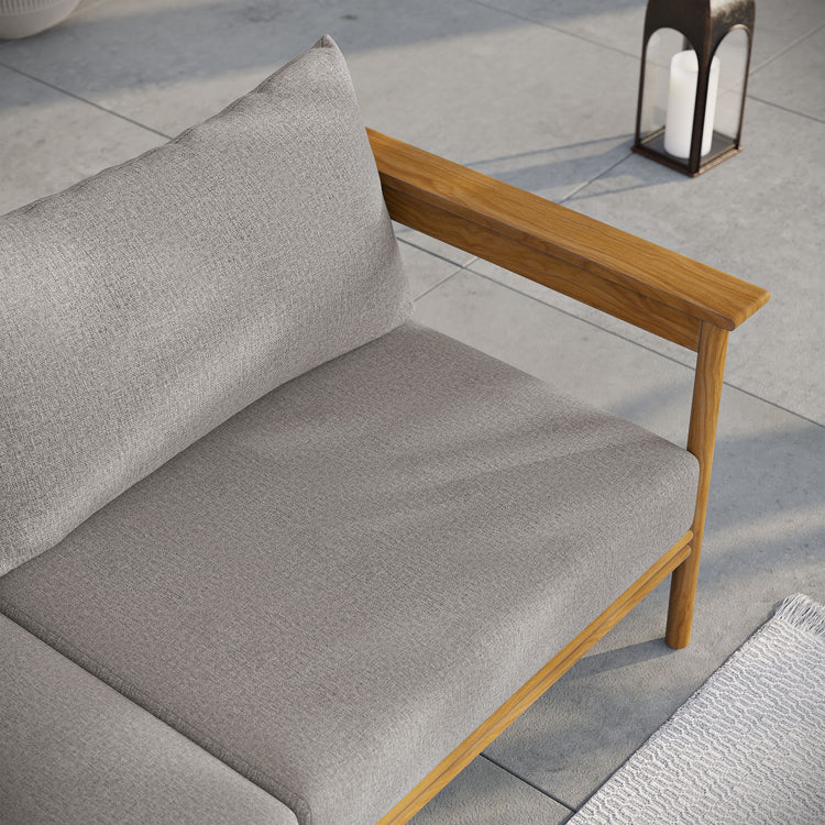 Wren Outdoor Patio Teak Wood Sofa - Natural Driftwood