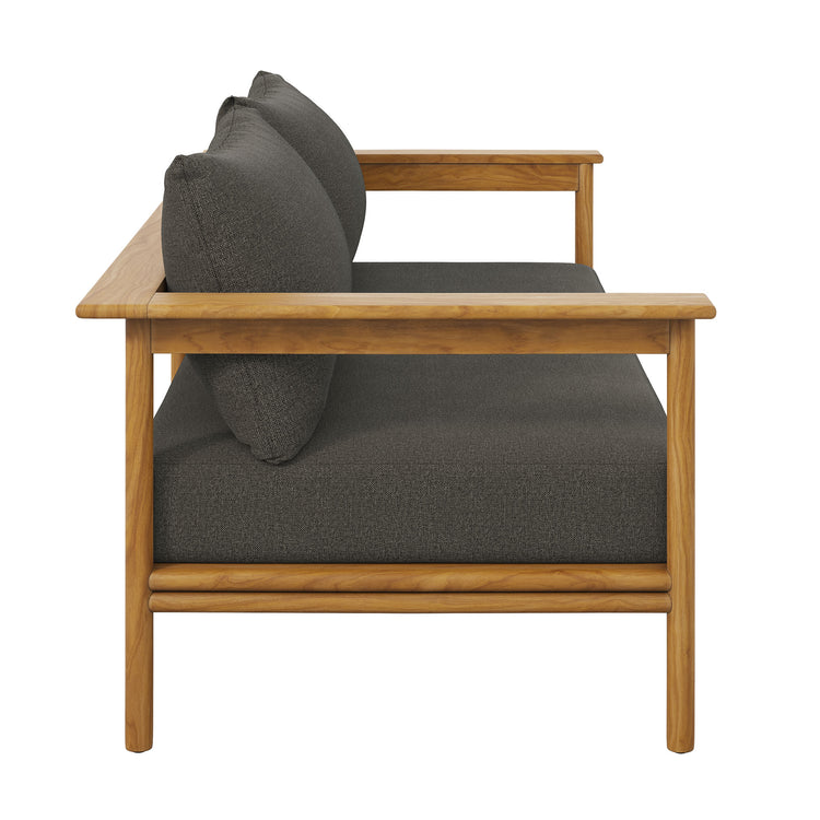 Wren Outdoor Patio Teak Wood Sofa - Natural Flint Gray
