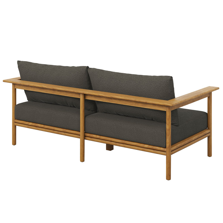 Wren Outdoor Patio Teak Wood Sofa - Natural Flint Gray