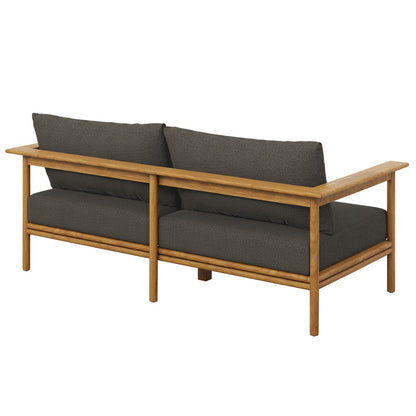 Wren Outdoor Patio Teak Wood Sofa - Natural Flint Gray