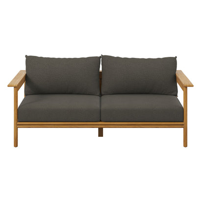 Wren Outdoor Patio Teak Wood Sofa - Natural Flint Gray