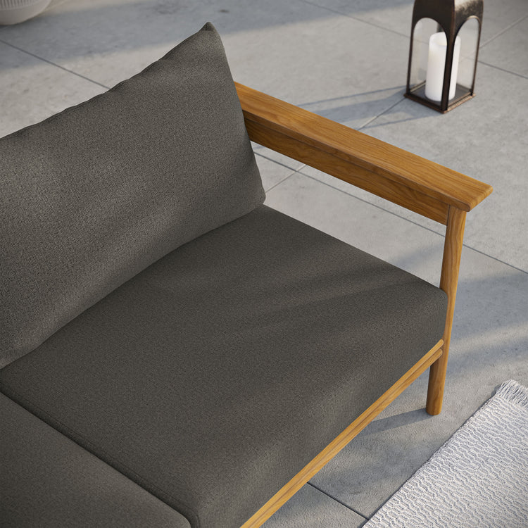 Wren Outdoor Patio Teak Wood Sofa - Natural Flint Gray