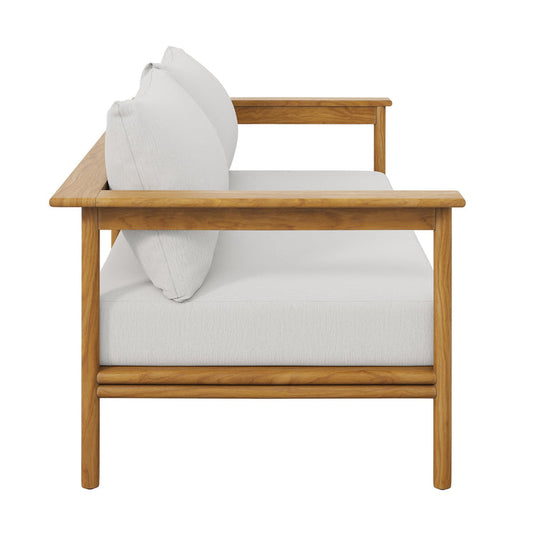 Wren Outdoor Patio Teak Wood Sofa - Natural Sail