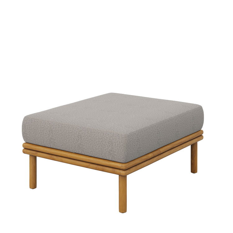 Wren Outdoor Patio Teak Wood Ottoman - Natural Driftwood