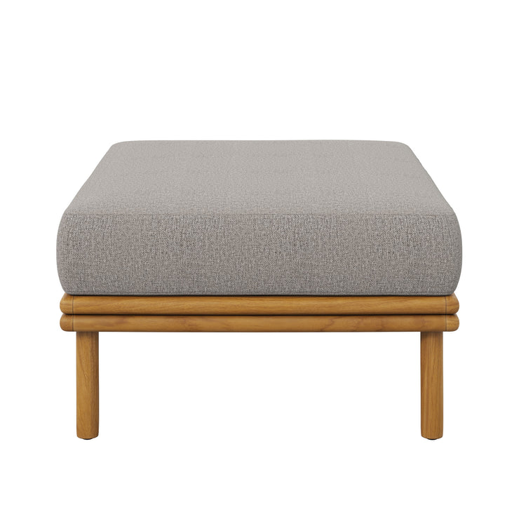 Wren Outdoor Patio Teak Wood Ottoman - Natural Driftwood