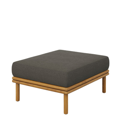 Wren Outdoor Patio Teak Wood Ottoman - Natural Flint Gray