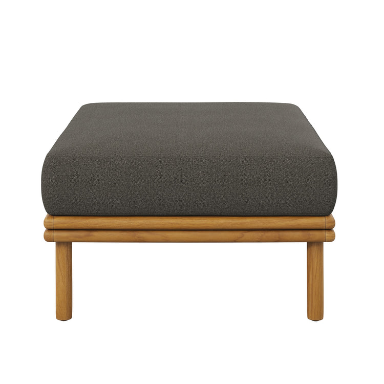 Wren Outdoor Patio Teak Wood Ottoman - Natural Flint Gray