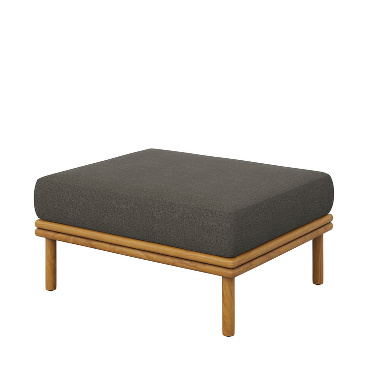 Wren Outdoor Patio Teak Wood Ottoman - Natural Flint Gray