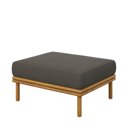 Wren Outdoor Patio Teak Wood Ottoman - Natural Flint Gray