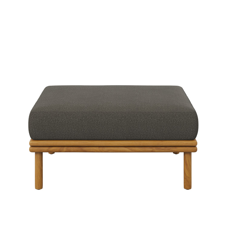 Wren Outdoor Patio Teak Wood Ottoman - Natural Flint Gray
