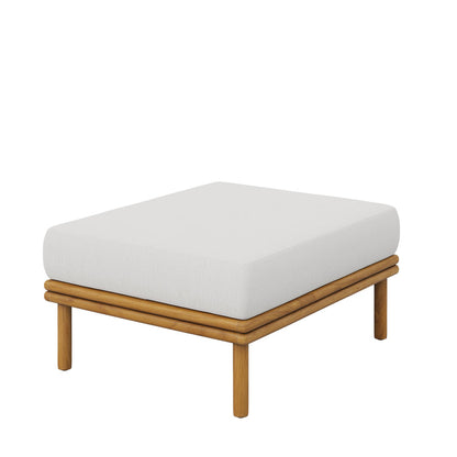 Wren Outdoor Patio Teak Wood Ottoman - Natural Sail