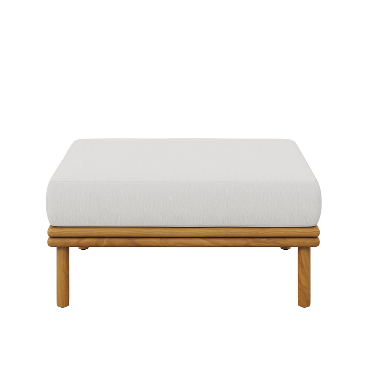 Wren Outdoor Patio Teak Wood Ottoman - Natural Sail