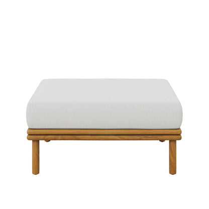Wren Outdoor Patio Teak Wood Ottoman - Natural Sail