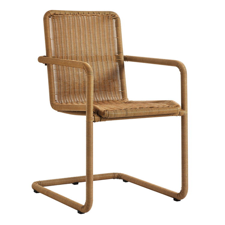 Abacus Outdoor Patio Wicker Dining Chairs Set of 2 - Natural