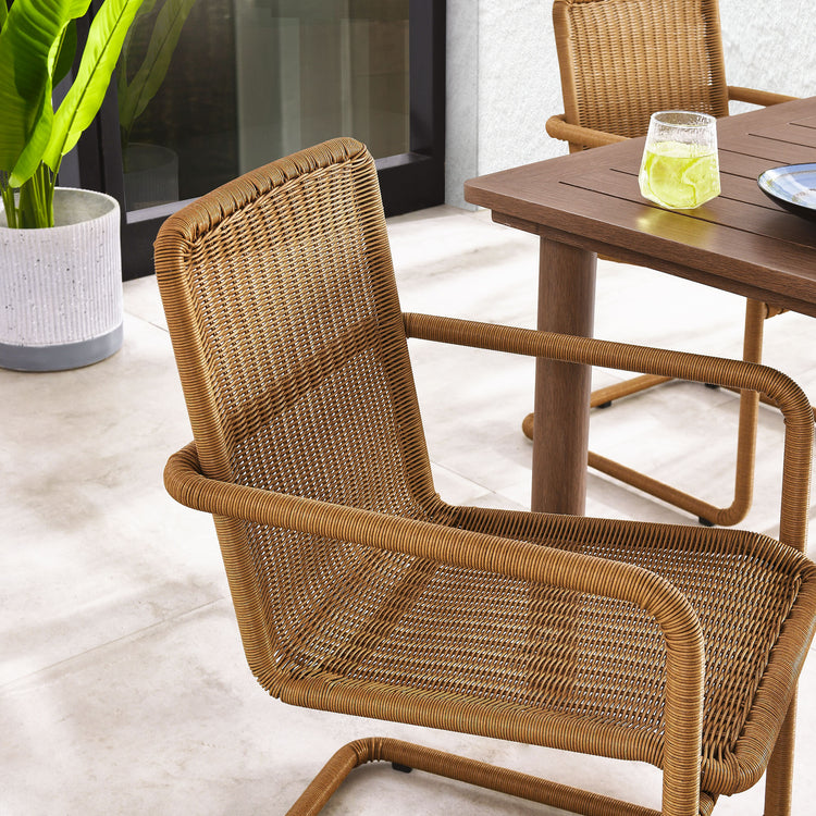 Abacus Outdoor Patio Wicker Dining Chairs Set of 2 - Natural