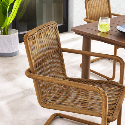 Abacus Outdoor Patio Wicker Dining Chairs Set of 2 - Natural