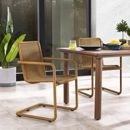 Abacus Outdoor Patio Wicker Dining Chairs Set of 2 - Natural