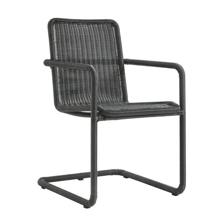 Abacus Outdoor Patio Wicker Dining Chairs Set of 2 - Slate