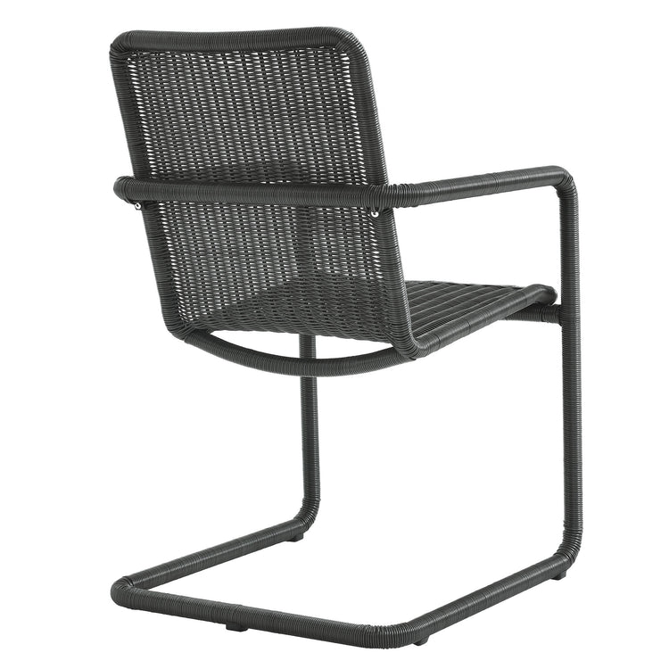 Abacus Outdoor Patio Wicker Dining Chairs Set of 2 - Slate