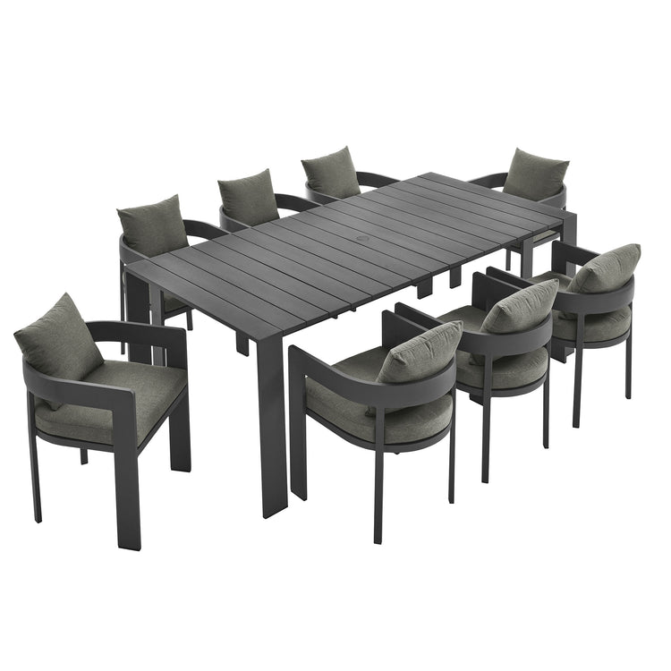 Tahoe 9-Piece Outdoor Patio Aluminum Dining Set - Gray Charcoal