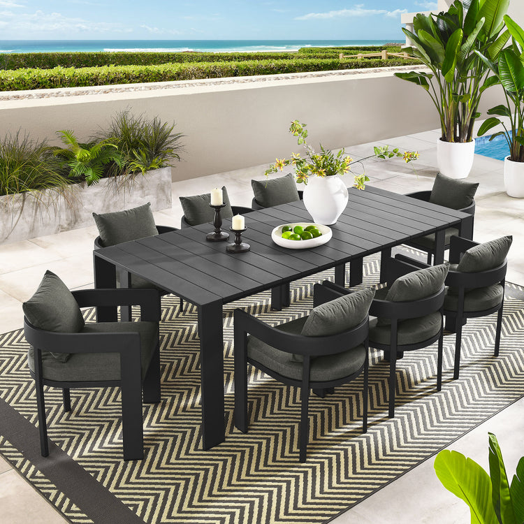 Tahoe 9-Piece Outdoor Patio Aluminum Dining Set - Gray Charcoal