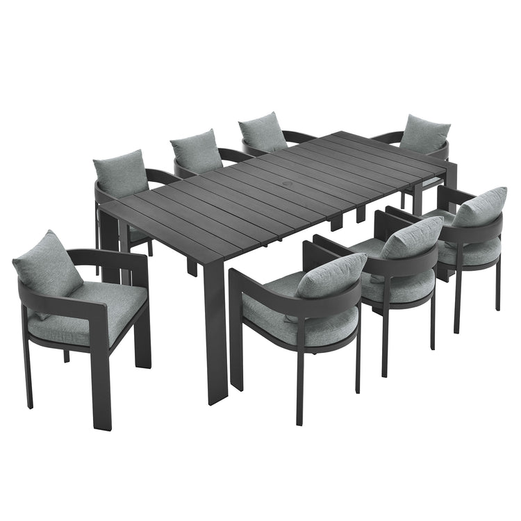 Tahoe 9-Piece Outdoor Patio Aluminum Dining Set - Gray Gray