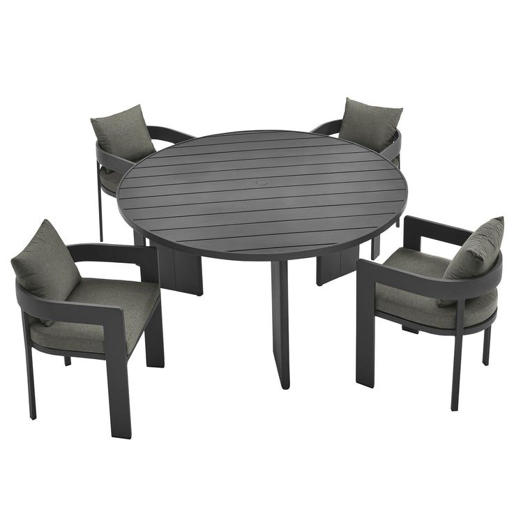 Tahoe 5-Piece Outdoor Patio Aluminum Dining Set - Gray Charcoal