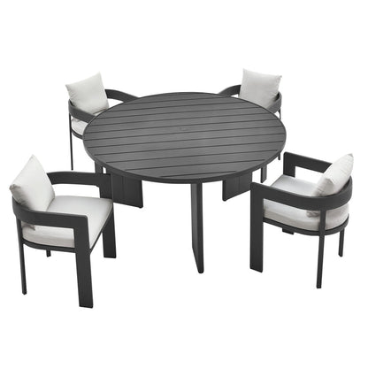 Tahoe 5-Piece Outdoor Patio Aluminum Dining Set - Gray White