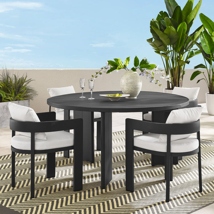 Tahoe 5-Piece Outdoor Patio Aluminum Dining Set - Gray White