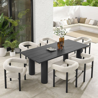 Nautica 7-Piece Rectangular Outdoor Patio Aluminum Dining Table and Chairs Set - Ivory Graphite