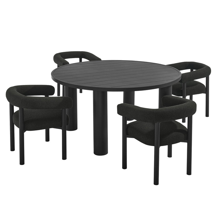 Nautica 5-Piece Round Outdoor Patio Aluminum Dining Table and Chairs Set - Charcoal Graphite