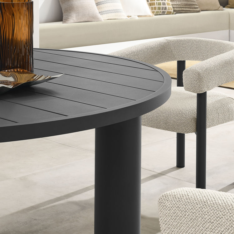 Nautica 5-Piece Round Outdoor Patio Aluminum Dining Table and Chairs Set - Ivory Graphite