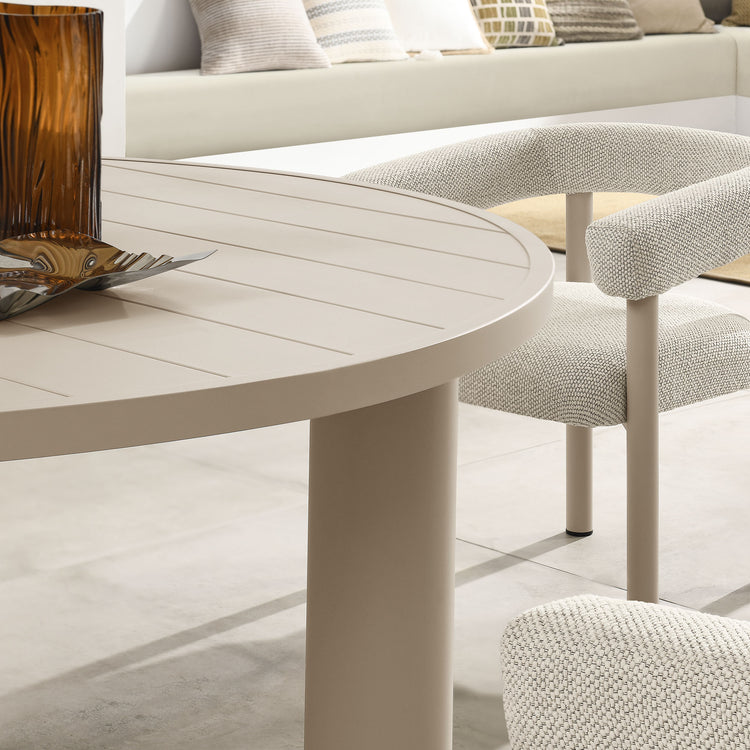 Nautica 5-Piece Round Outdoor Patio Aluminum Dining Table and Chairs Set - Ivory Taupe