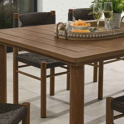 Parkland 7-Piece Rectangular Outdoor Patio Rattan and Aluminum Dining Table and Chairs Set - Walnut