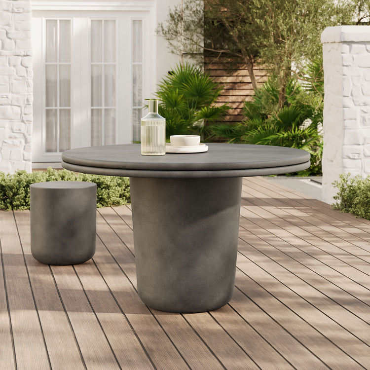 Brion 48" Indoor - Outdoor Patio Concrete Round Dining Table - Gray