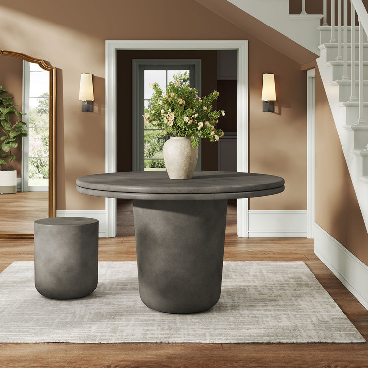 Brion 48" Indoor - Outdoor Patio Concrete Round Dining Table - Gray