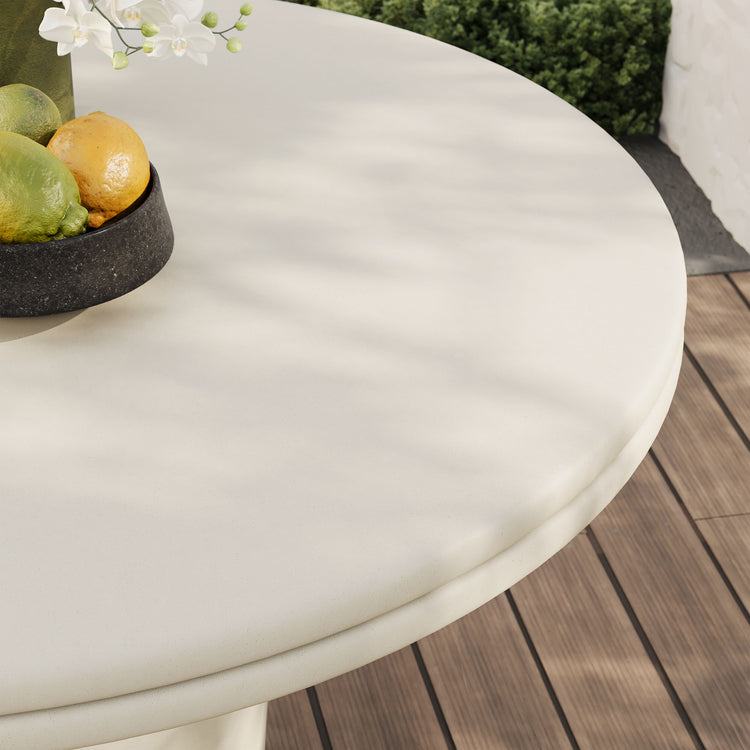 Brion 48" Indoor - Outdoor Patio Concrete Round Dining Table - White