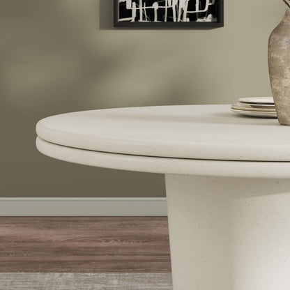 Brion 48" Indoor - Outdoor Patio Concrete Round Dining Table - White